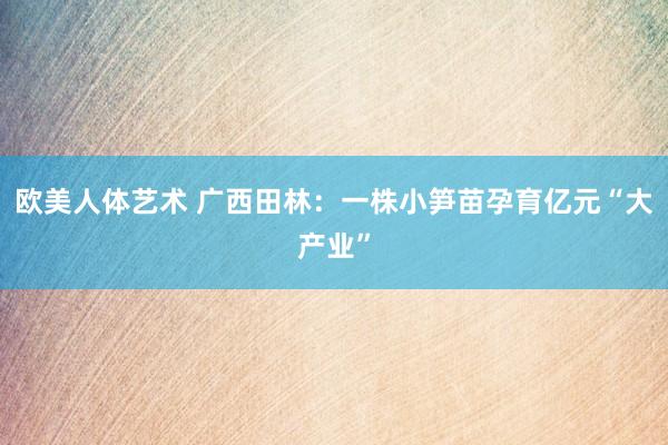 欧美人体艺术 广西田林：一株小笋苗孕育亿元“大产业”