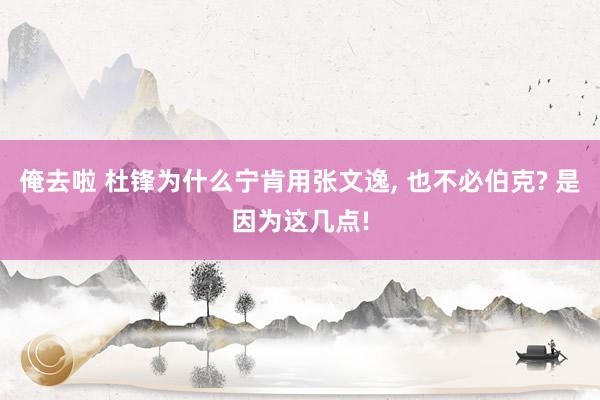 俺去啦 杜锋为什么宁肯用张文逸, 也不必伯克? 是因为这几点!